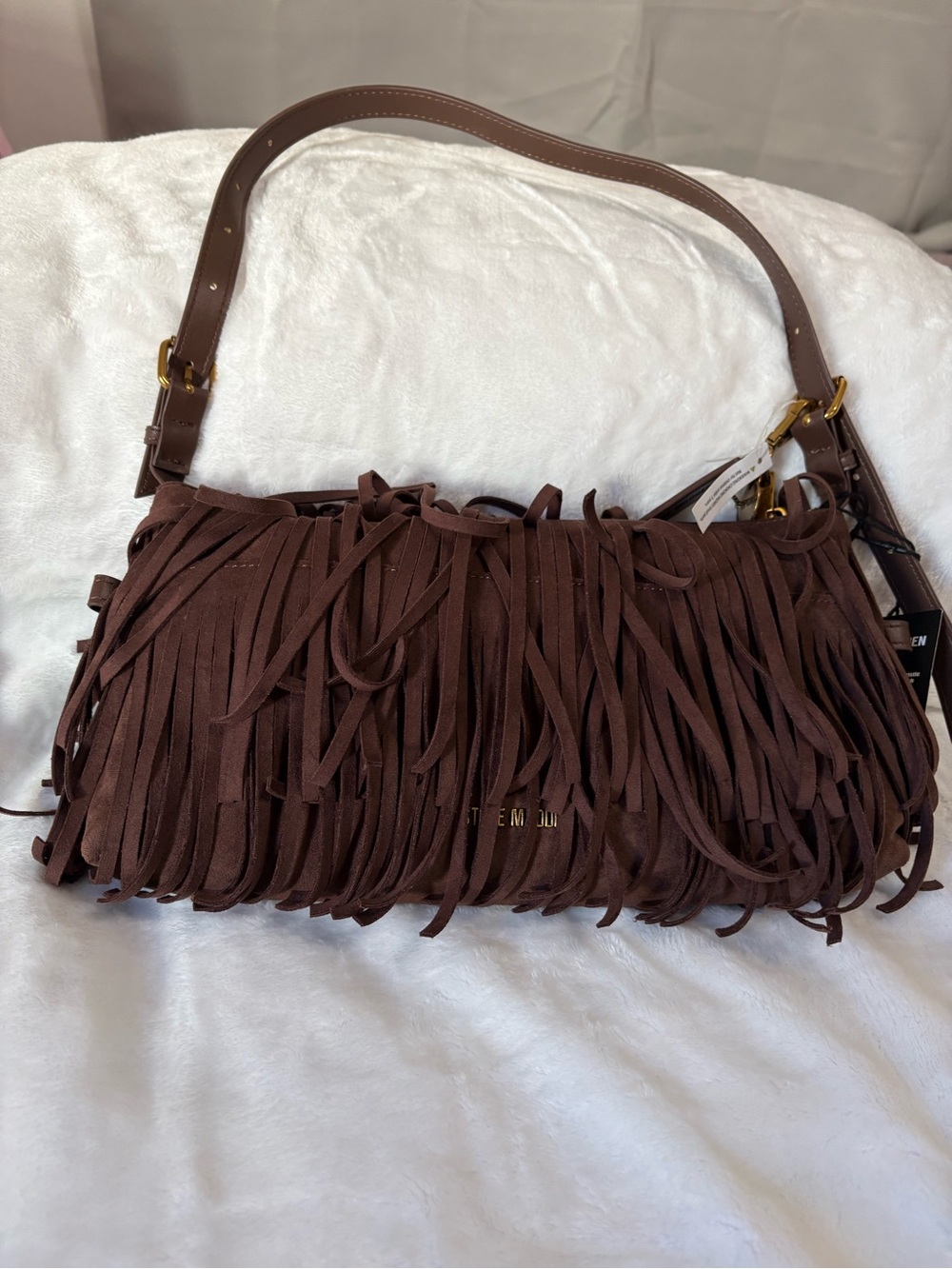 Steve Madden Fringe Shoulder Bag in Dark Brown